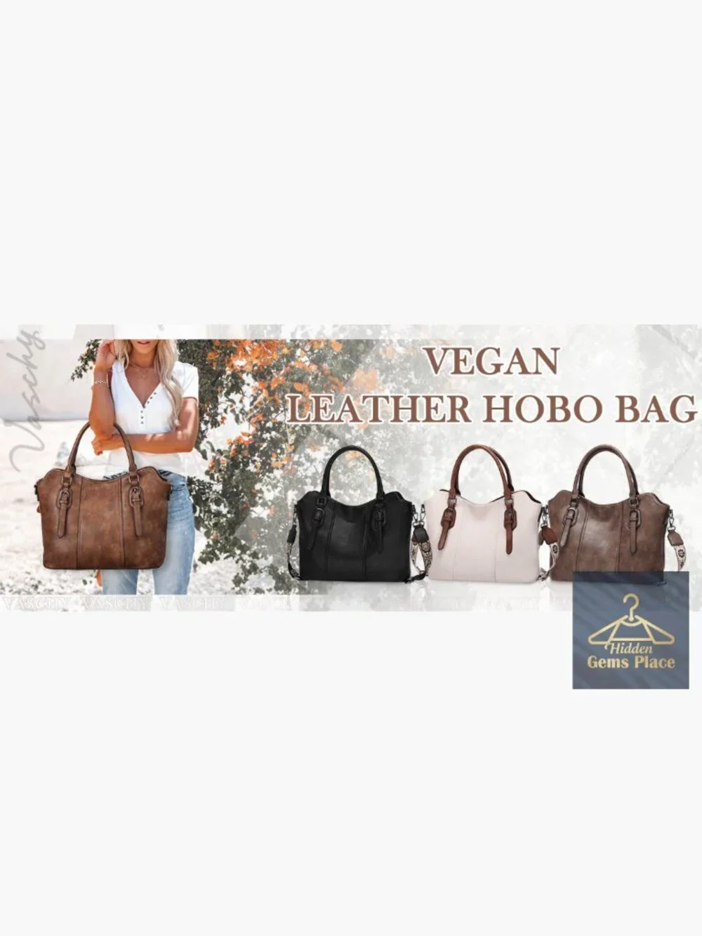 Women's Hobo Purse with Two Straps - Shoulder, Crossbody & Tote